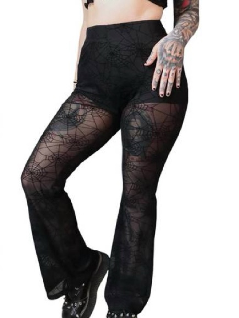 Black Spiderweb Mesh Pants w Shorts Insert